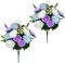 14 Stems Artificial Rose Flowers Spring Cemetery Flowers for Grave Silk Rose with Butterfly Penoy Bouquet Purple White Fake Floral Arrangement Memorial Flowers for Grave Vase Outdoor Table Decor 2Pcs